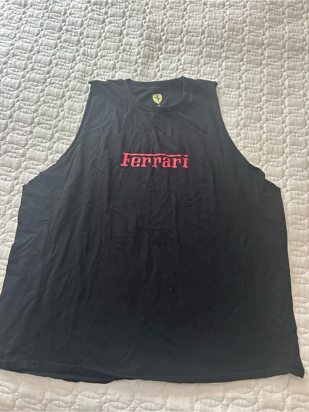 Ferrari Black T‑Shirt with Yellow Shield Logo